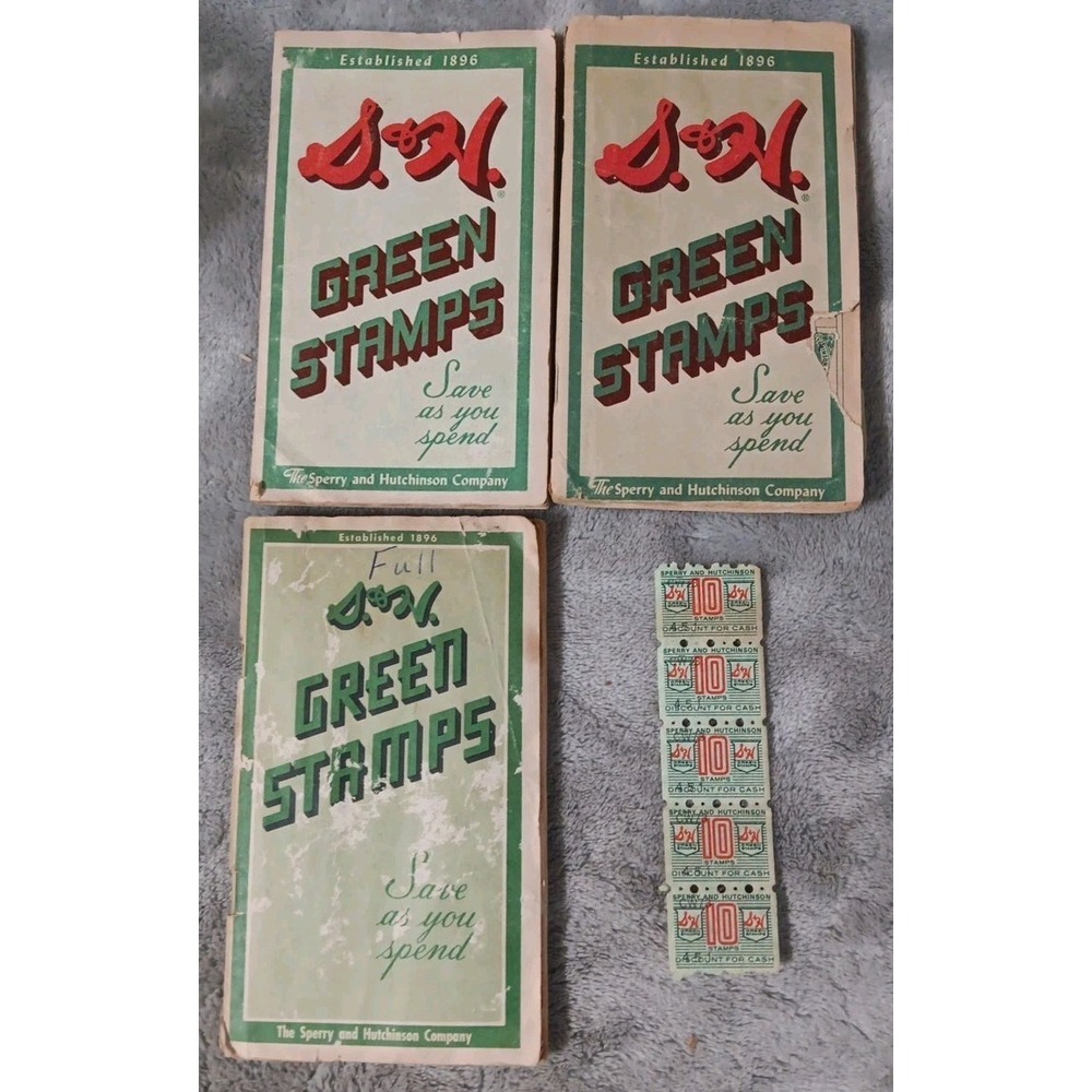 3 S &H Green Stamps Books With Stamps Vintage Advertising Partially Filled READ